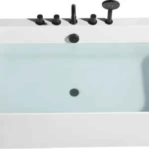 Elegant FenixBliss Soaking Bathtub Vv-8038 in sleek white acrylic, showcasing its modern design and spacious interior for a luxurious bathing experience.