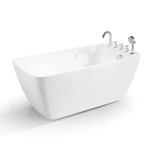 Hand shower and hot/cold mixer faucet of the KendraFlow Soaking Bathtub