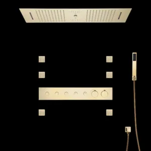 Sontuoso Shower System in Brushed Gold - Complete Set Display