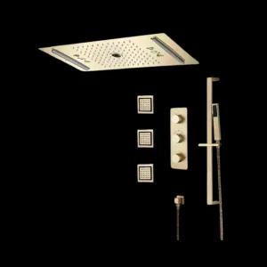 OndeBlu Shower System Vv-15259B-1 gold LED shower head with Bluetooth and dual-function control