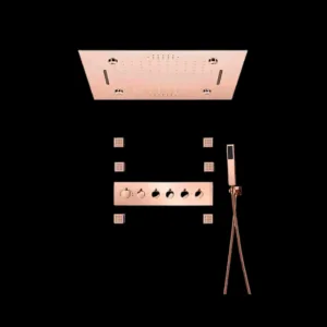 Quieto Rose Gold Shower System Vv-15270-5 with LED shower head and 3 function modes