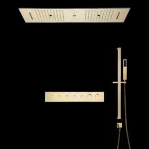 Radiante Shower System in Brushed Gold - Full View