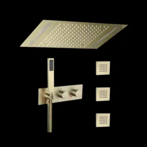Marea Rose Gold Shower System with LED Shower Head and 3 Body Jets