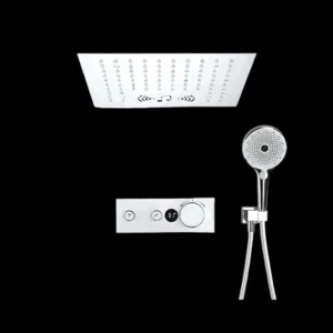 HydroVivo Shower System Vv-15139B-1 chrome LED shower head with Bluetooth music