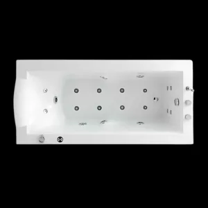 Close-up of double-sided waterfall massage feature on GaiaLux Jacuzzi with color LED lighting