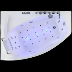 Top view of MistyHaven Hydro Spa Tub VV-U283 showcasing colorful underwater lights and pillow