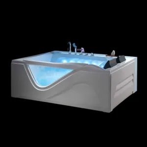 OceanMist Waterfall Massage Tub U287P with one-side waterfall and colorful lighting
